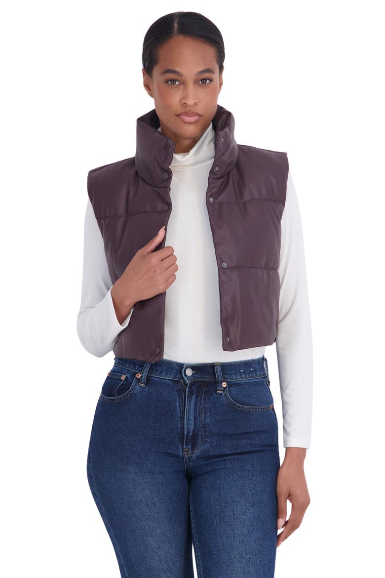Crop Faux Leather Vest, Alternate, color, BURGUNDY