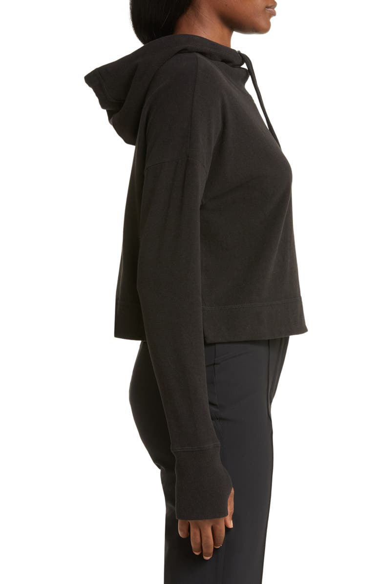 Sweaty Betty Escape Luxe Fleece Crop Hoodie, Alternate, color, Black