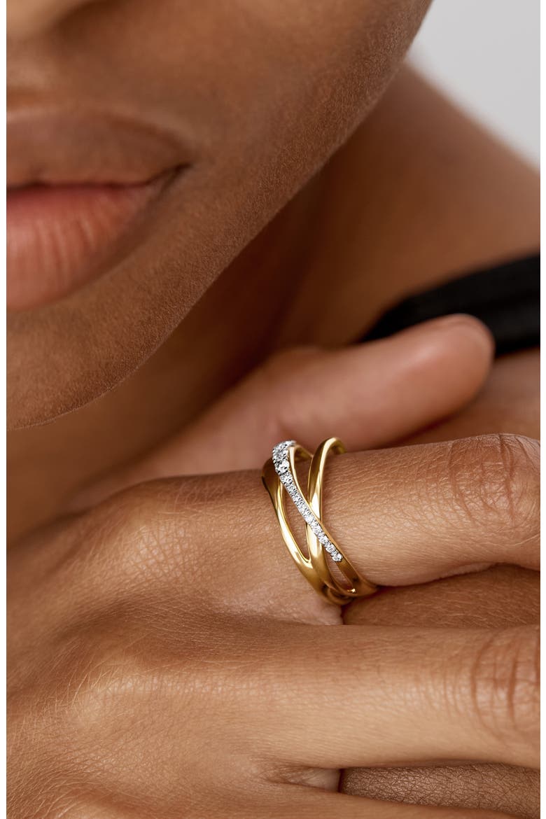 Nura Lab Grown Diamond Crossover Ring, Alternate, color, 18K GOLD VERMEIL / LAB DIAMOND