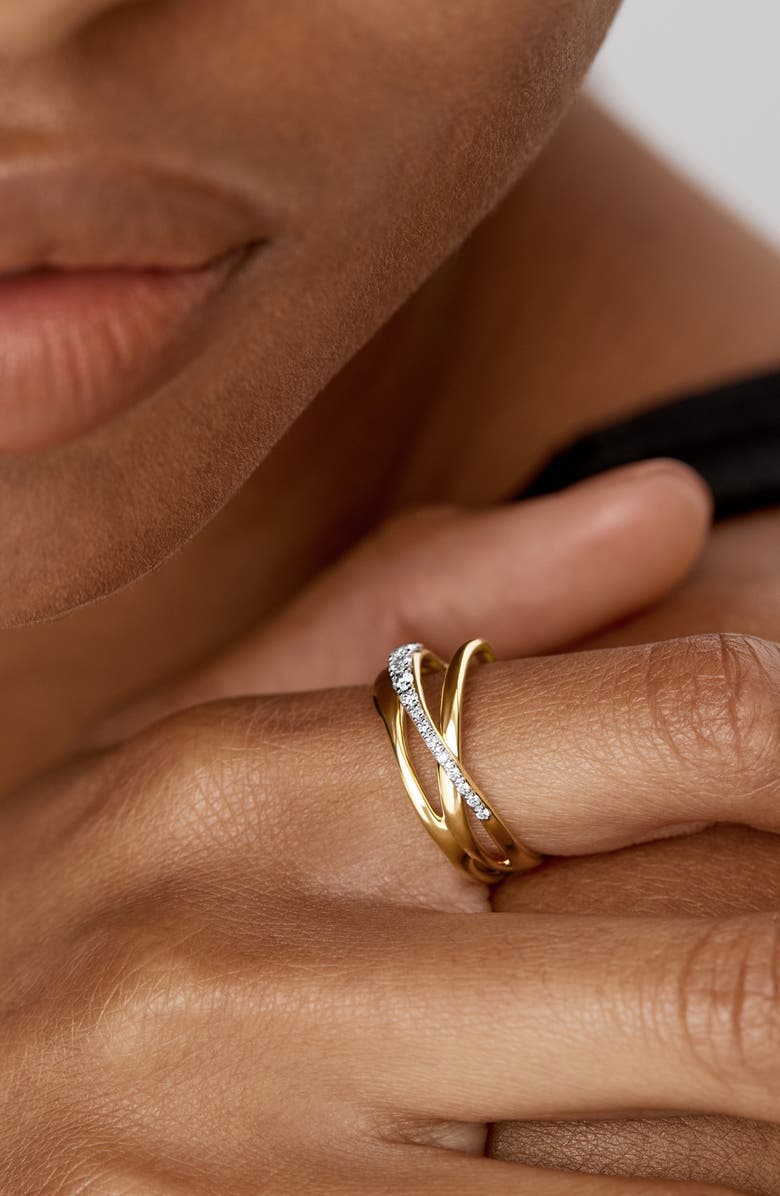 Monica Vinader Nura Lab-Created Diamond Crossover Ring, Alternate, color, 18K Gold Vermeil / Diamond