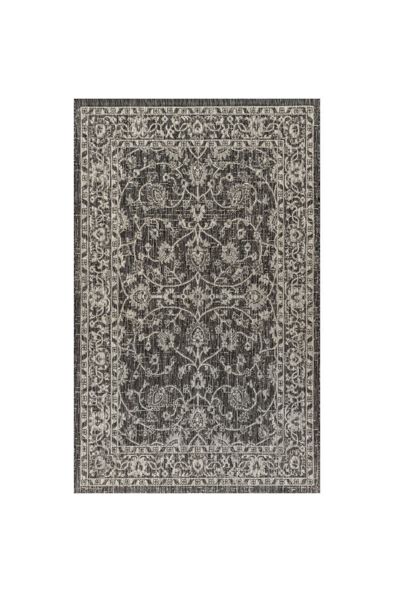 Palazzo Vine and Border Textured Weave Indoor/Outdoor Rug, Main, color, Black/Gray