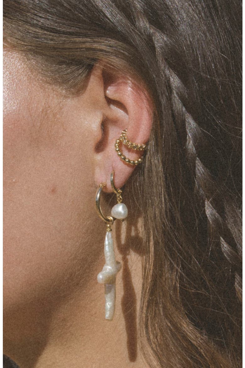 Alexandria 18k Gold Filled Keshi Pearl Drop Earrings, Alternate, color, GOLD
