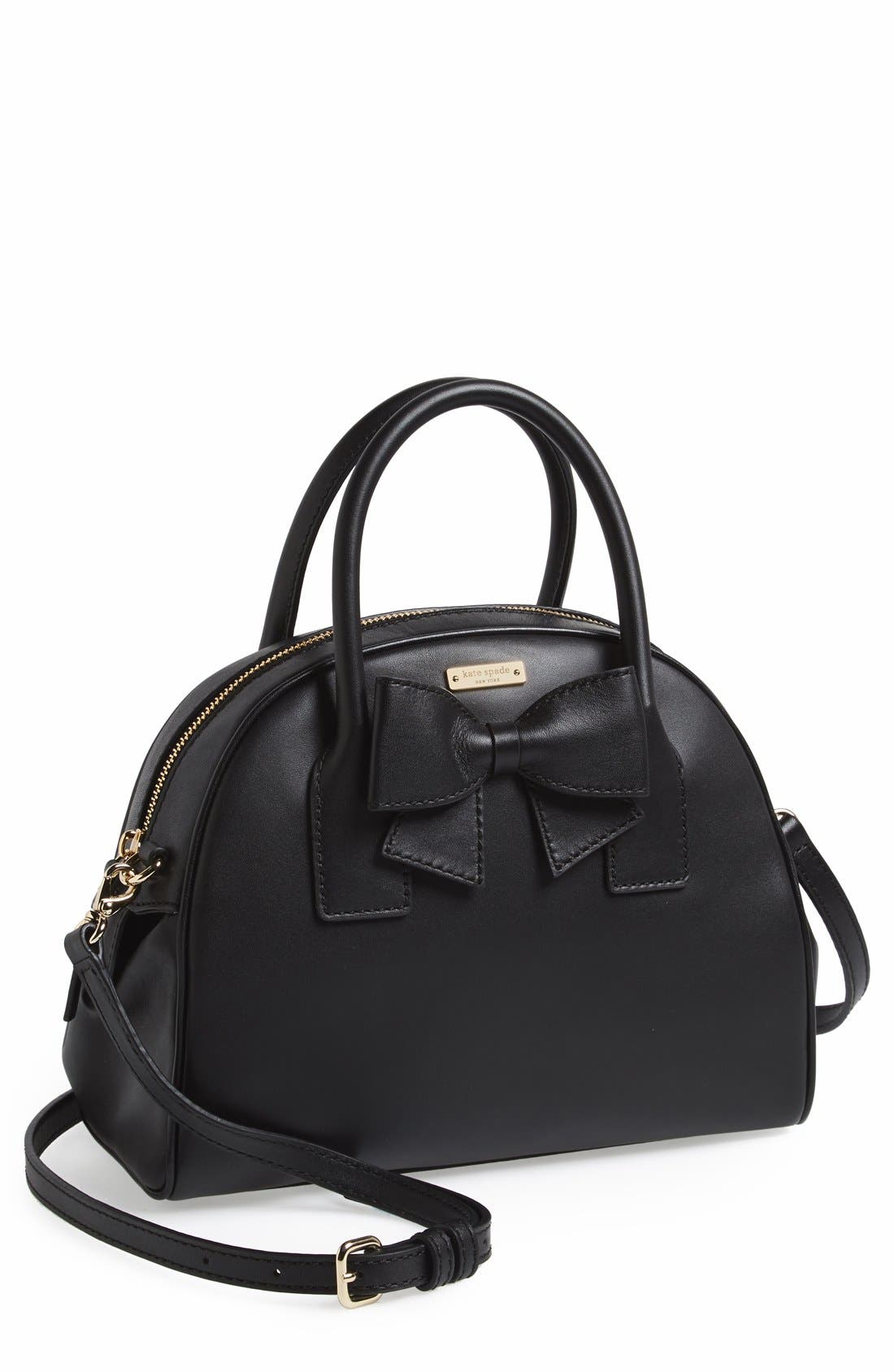 'lorin hanover street' leather dome satchel, Main, color, BLACK
