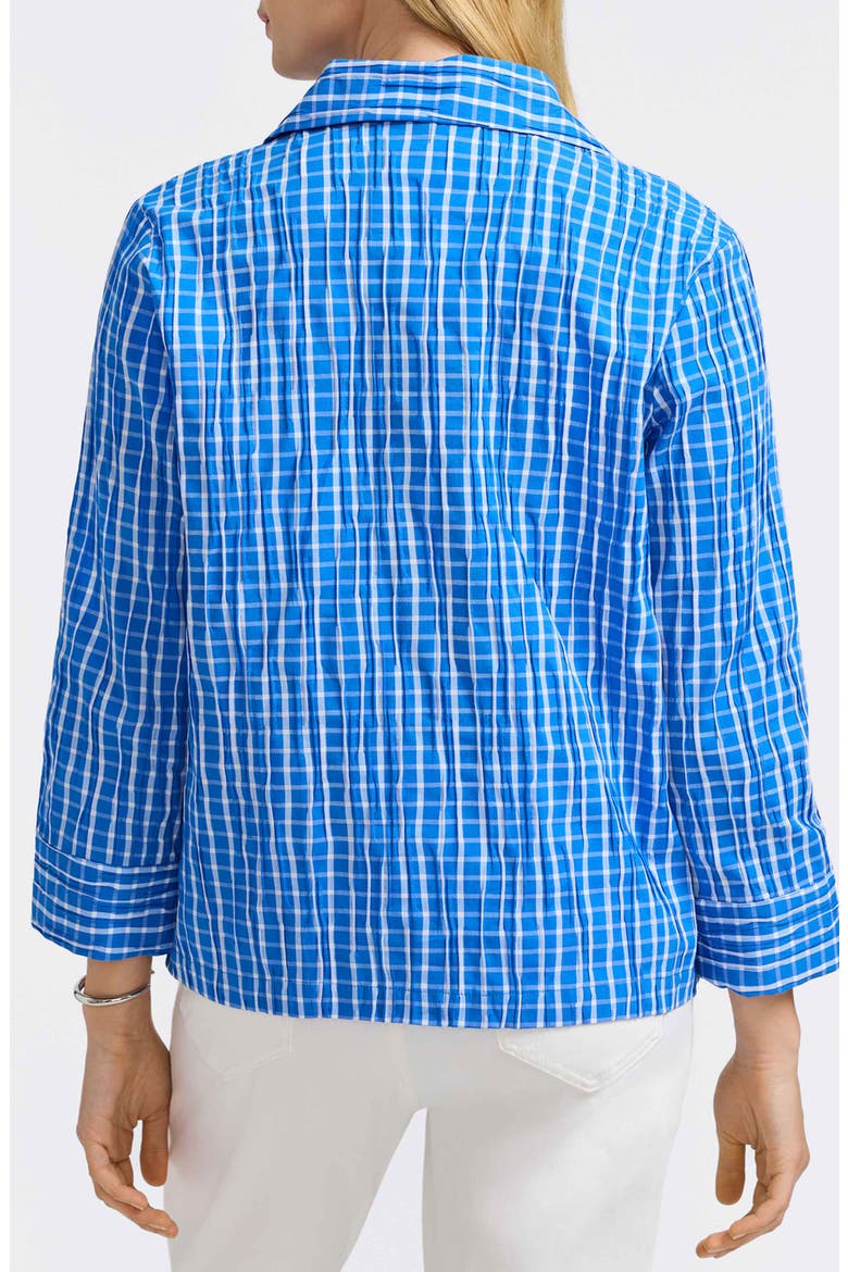 Sammy Check Crinkled Cotton Blend Top, Alternate, color, COBALT BLUE/ WHITE