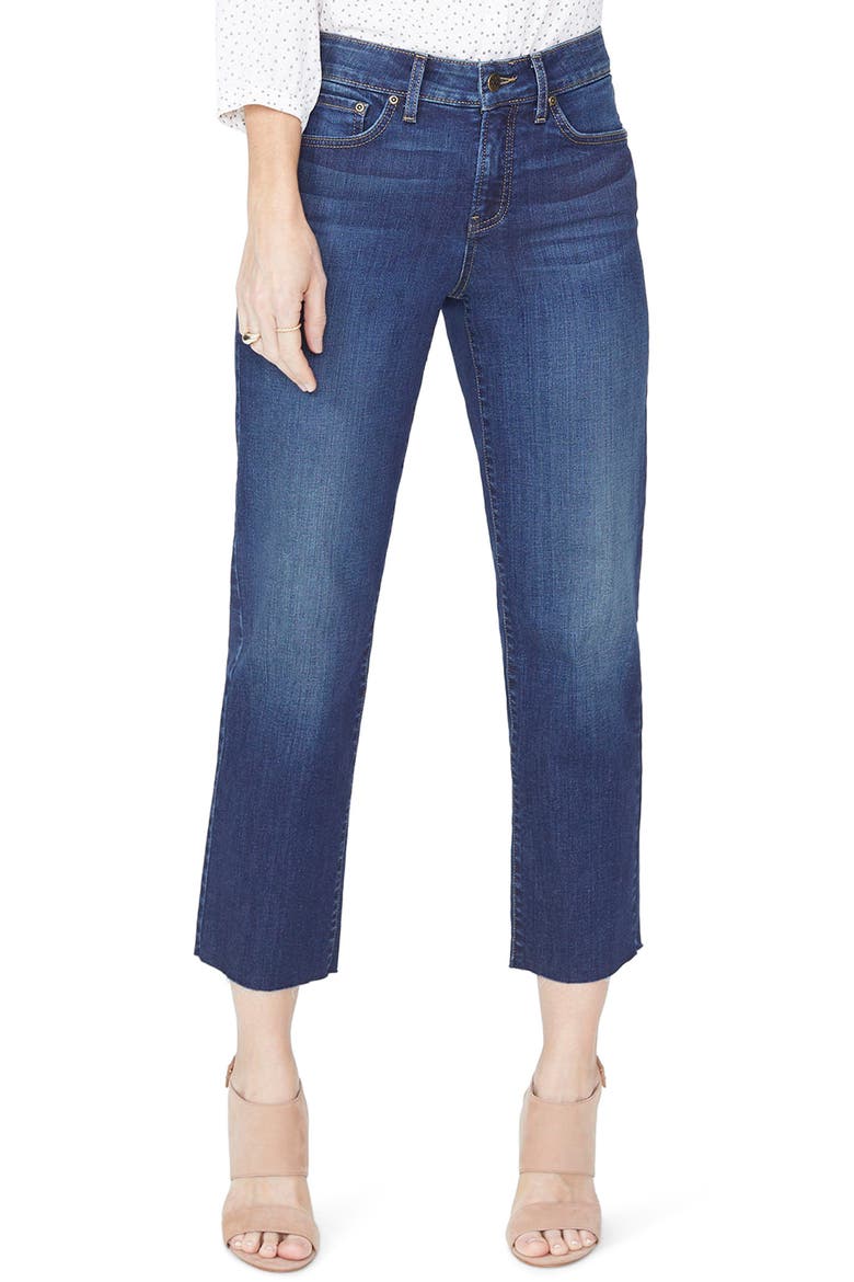 Jenna Straight Leg Raw Hem Ankle Jeans, Main, color, BEZEL