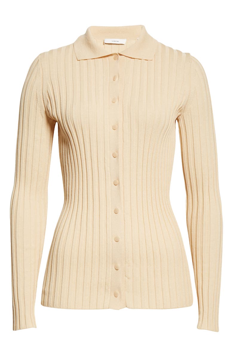 Vince Collar Rib Sweater, Alternate, color, Milk Honey