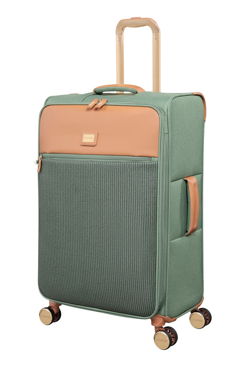 Odelia 28-Inch Soft Shell Spinner Suitcase, Main, color, GREEN TEA
