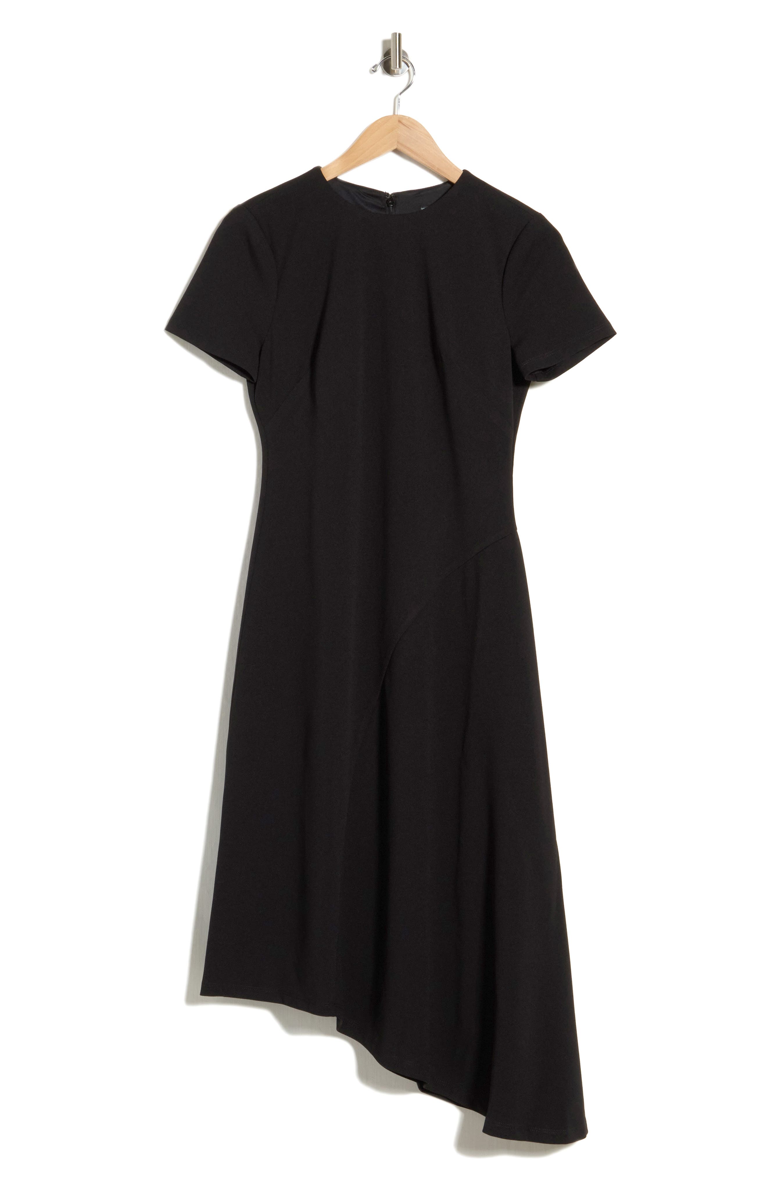 Short Sleeve Asymmetric Hem Midi Dress