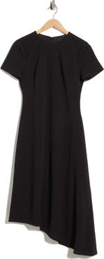 Maggy London Short Sleeve Asymmetric Hem Midi Dress