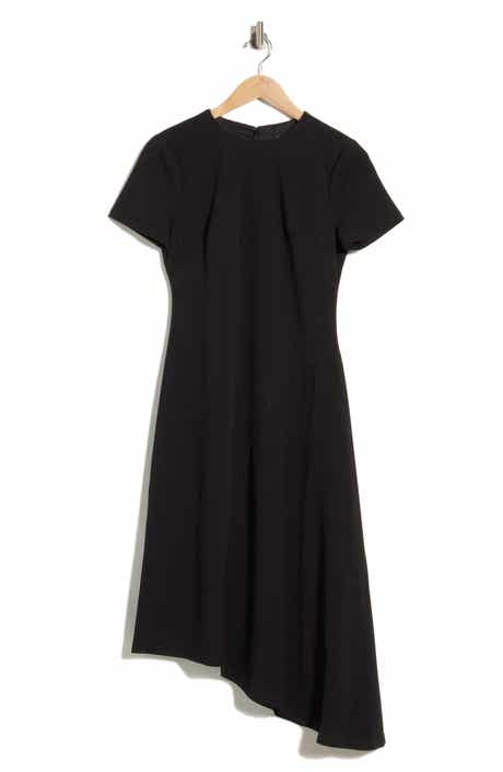 Short Sleeve Asymmetric Hem Midi Dress