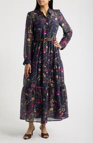 CeCe Belted Long Sleeve Shirtdress