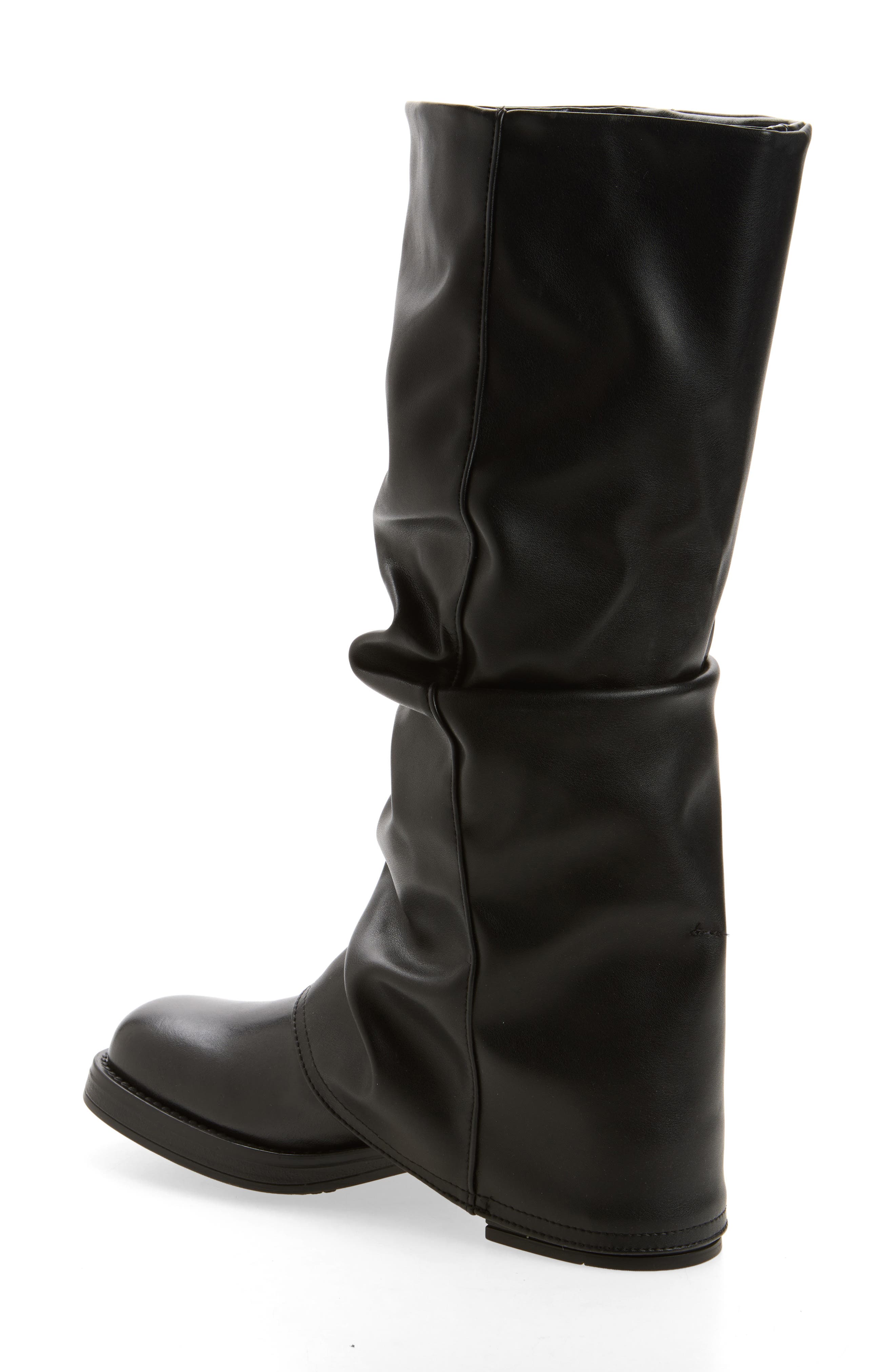 Ancor Ruched Boot, Alternate, color, BLACK LEATHER