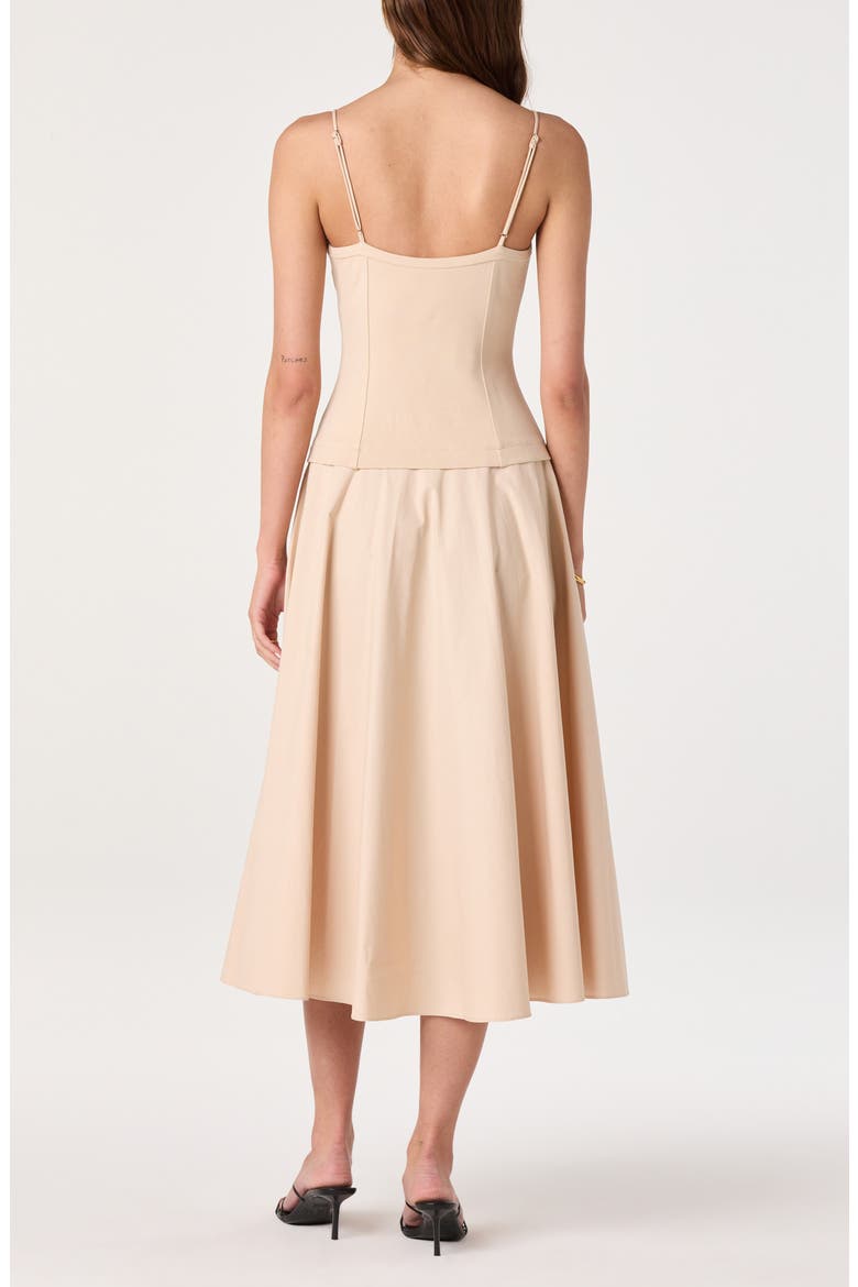 Cierra Mixed Media Fit & Flare Midi Dress, Alternate, color, NATURAL