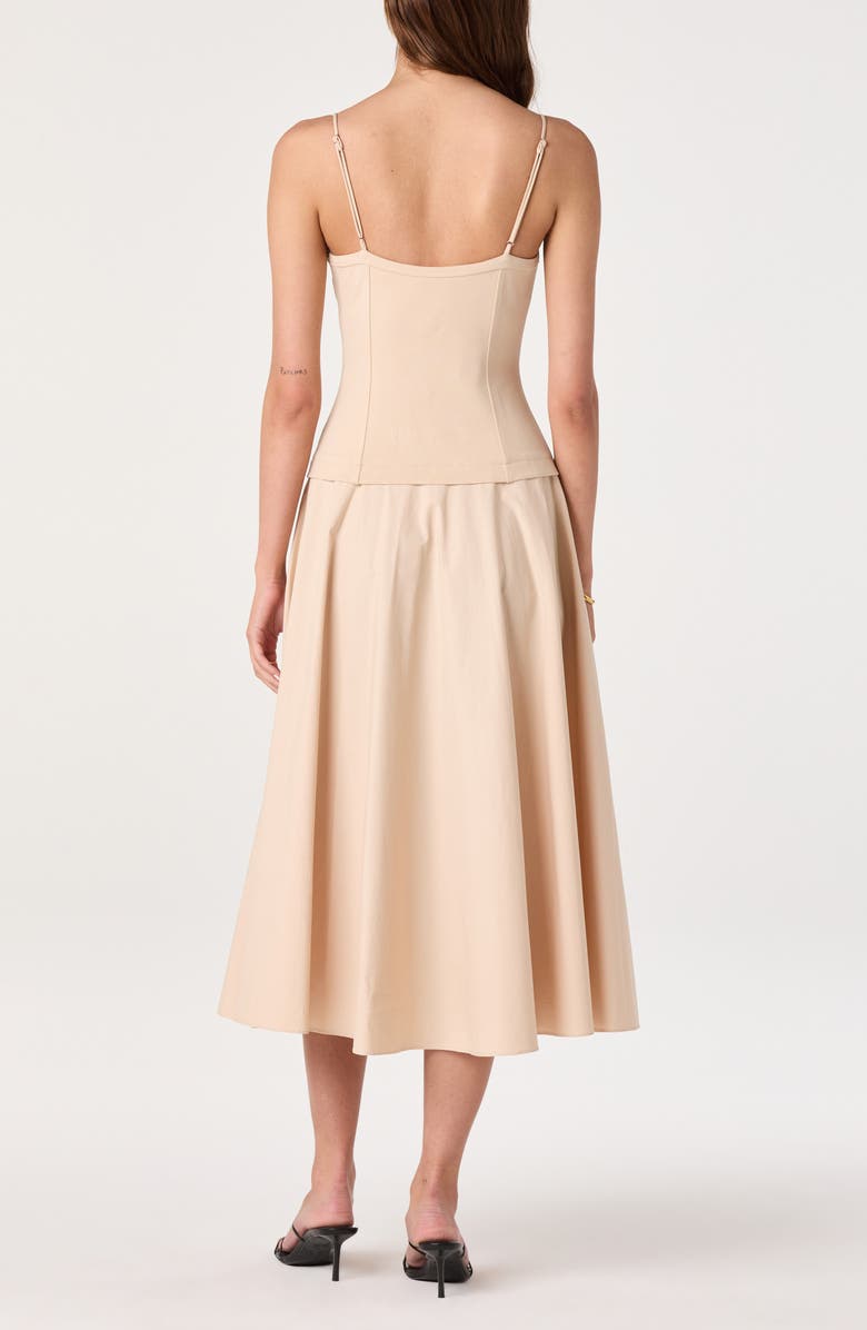 ASTR the Label Cierra Mixed Media Fit & Flare Midi Dress, Alternate, color, Natural