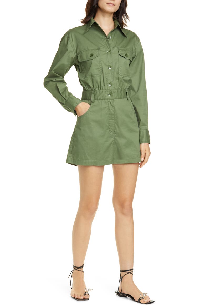 Featherweight Cotton Twill Romper, Main, color, OLIVE