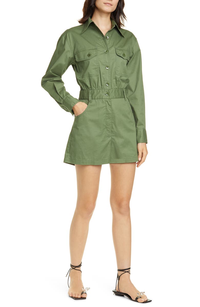 Tibi Featherweight Cotton Twill Romper, Main, color,