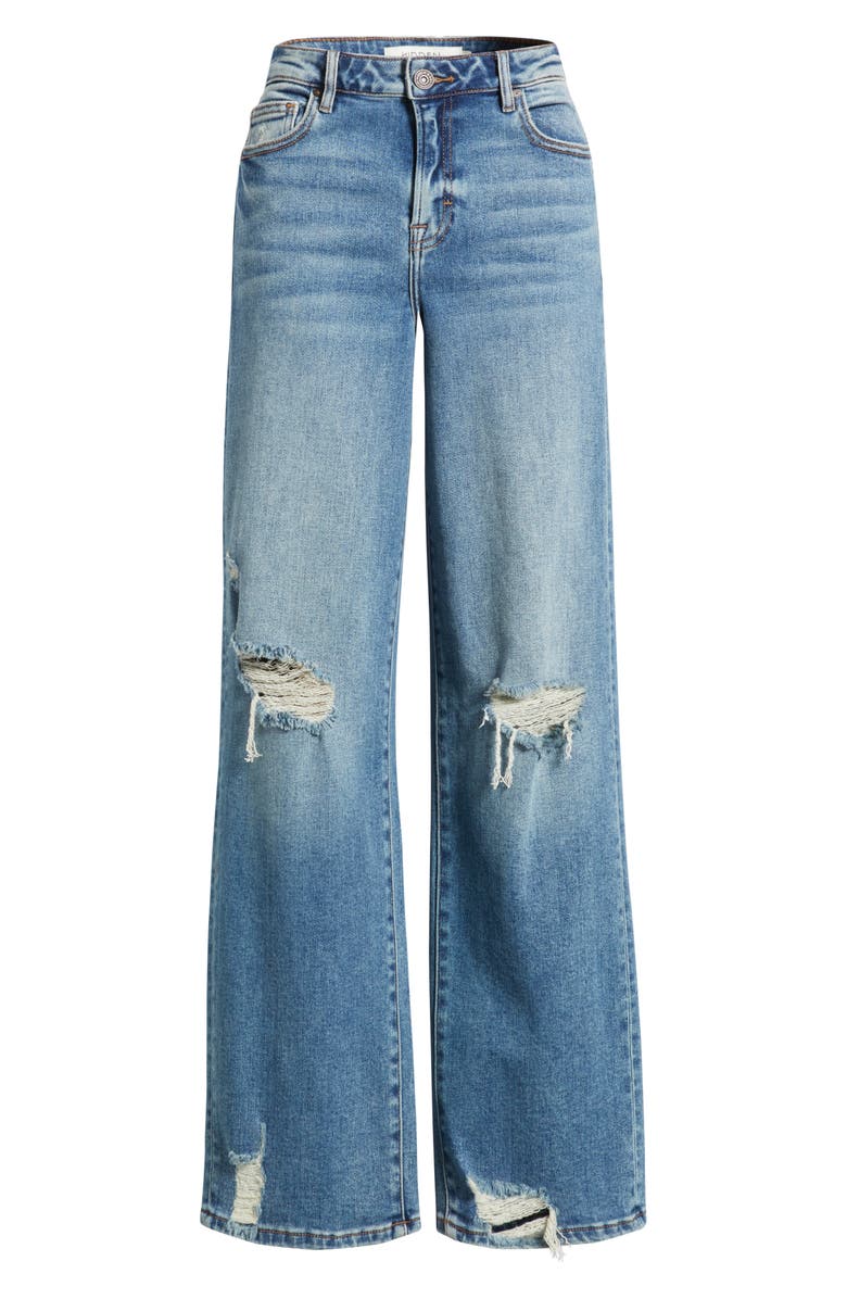 HIDDEN JEANS High Waist Distressed Wide Leg Dad Jeans, Alternate, color, Med.wash