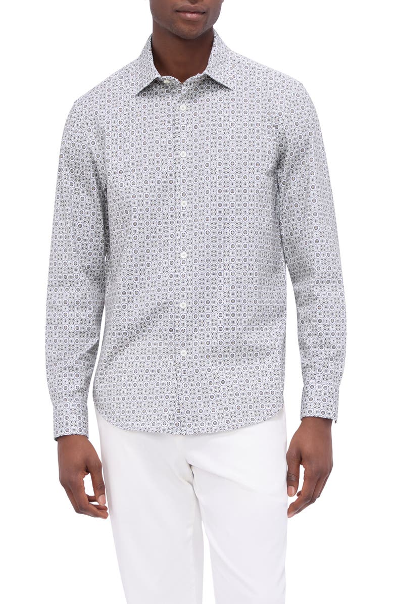 Bugatchi James OoohCotton<sup>®</sup> Medallion Print Button-Up Shirt, Main, color,