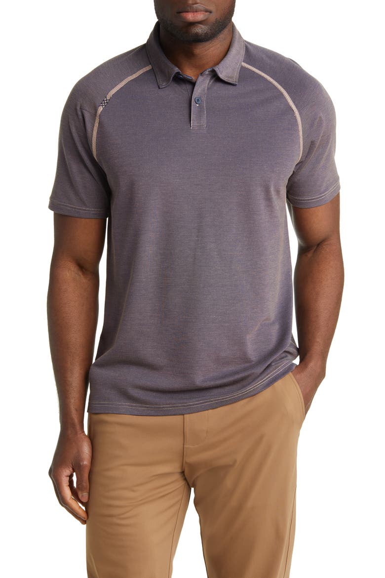 Delta Piqué Performance Polo, Main, color, MAHOGANY ROSE/ NAVY