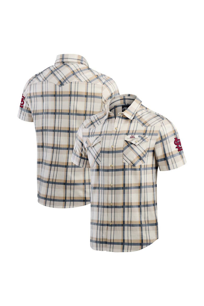 Men's Darius Rucker Collection by Fanatics Navy St. Louis Cardinals Plaid Full-Snap Shirt, Alternate, color, Cream
