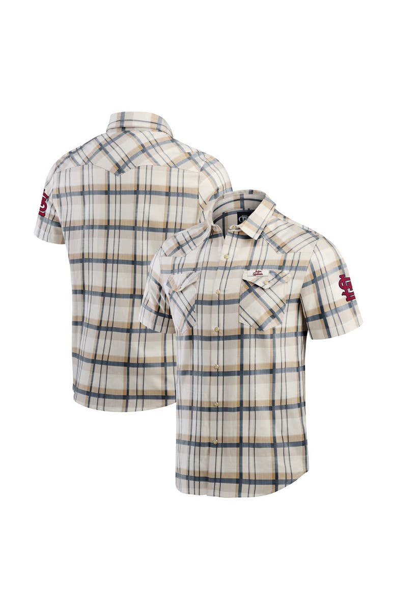 Darius Rucker Collection by Fanatics Men's Darius Rucker Collection by Fanatics Navy St. Louis Cardinals Plaid Full-Snap Shirt, Alternate, color, Cream