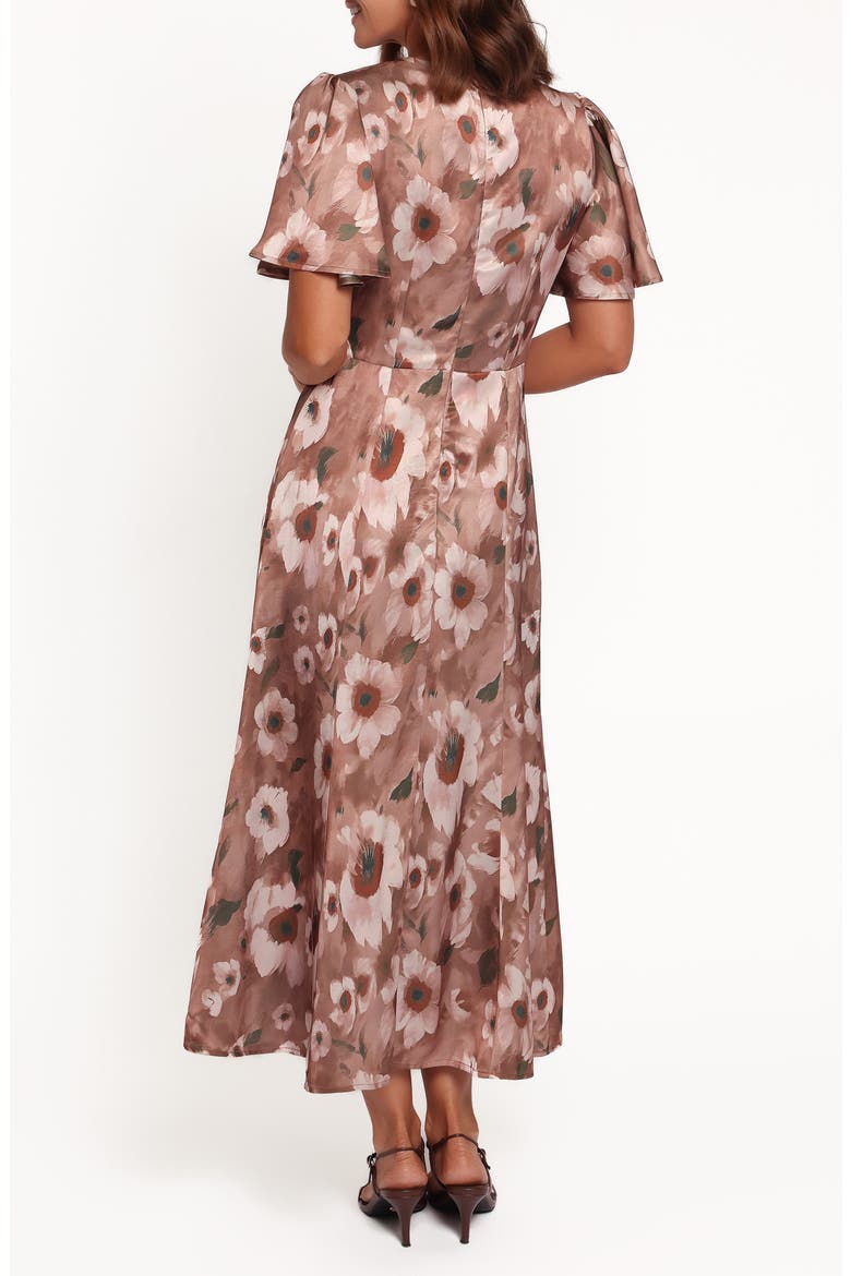 Barluin Floral Midi Dress, Alternate, color, BROWN FLORAL