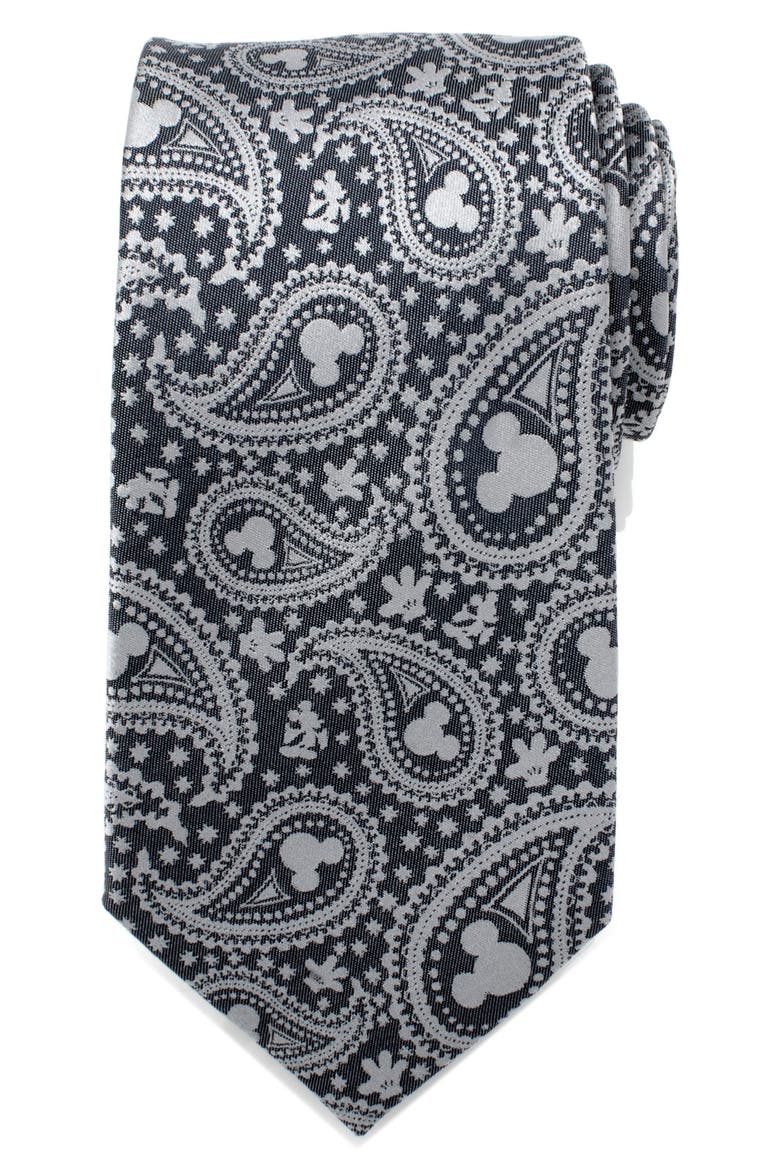Mickey Mouse Paisley Silk Tie, Main, color, BLUE/ GREY