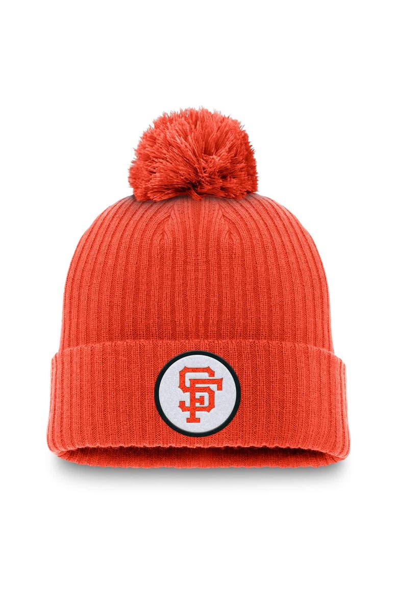 Men's Nike Orange San Francisco Giants Cooperstown Collection Patch Cuffed Knit Hat with Pom, Main, color, Orange