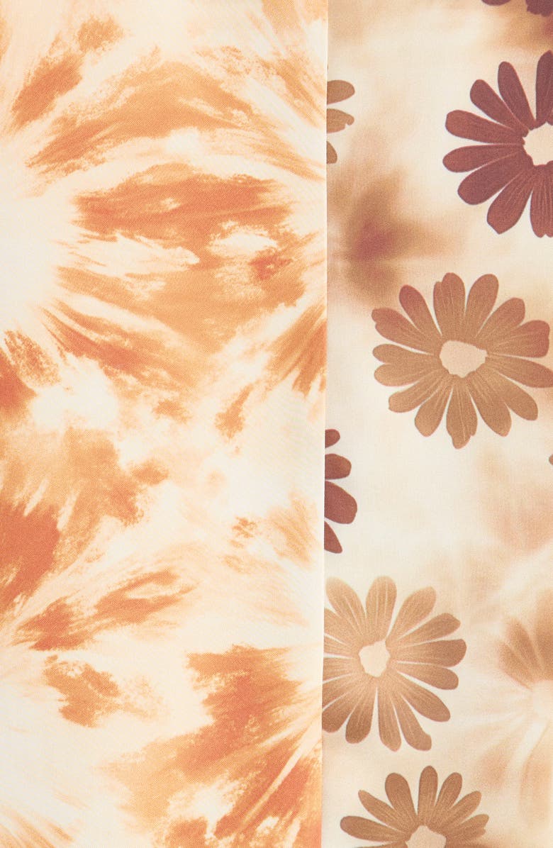 RIZORT Daisy Colorblock Camp Shirt, Alternate, color, Orange