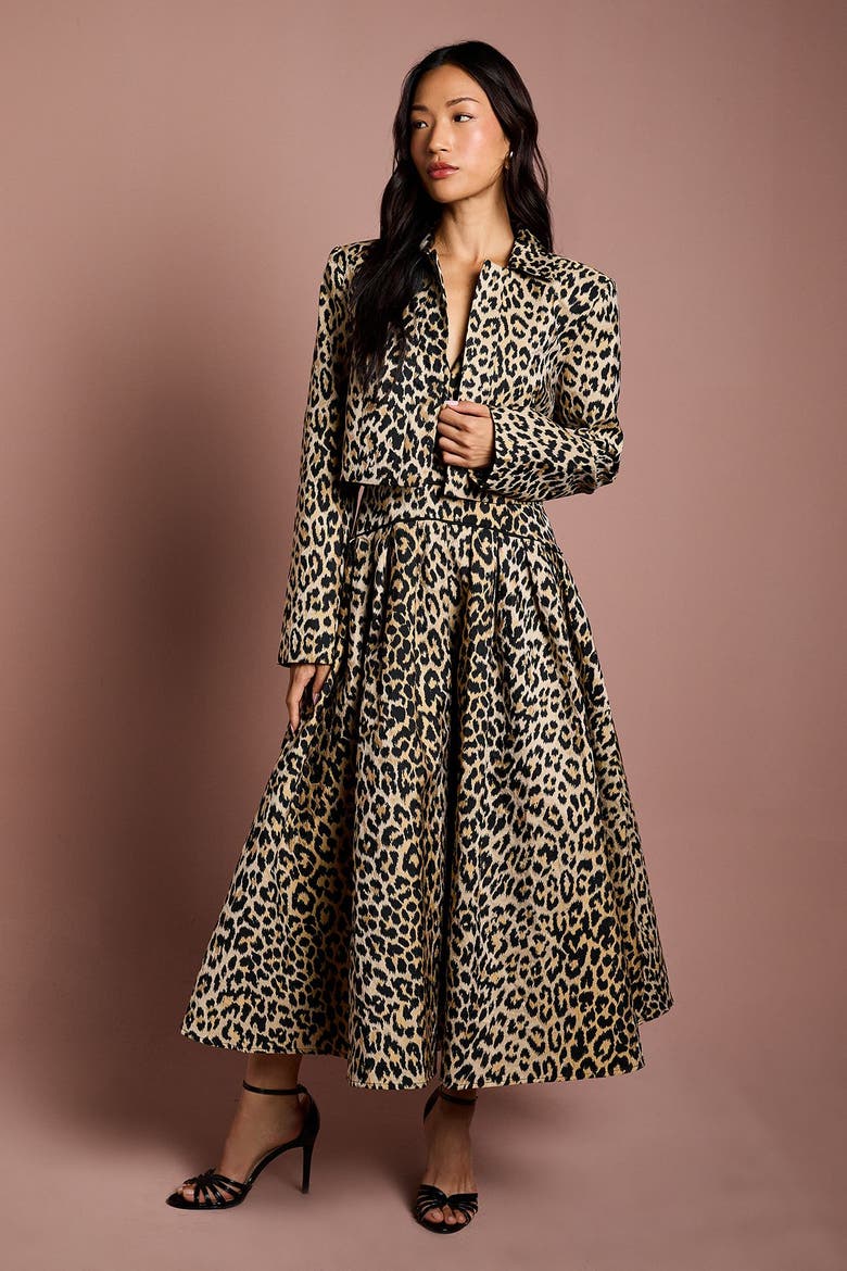 Animal Jacquard Cropped Jacket, Alternate, color, Mink