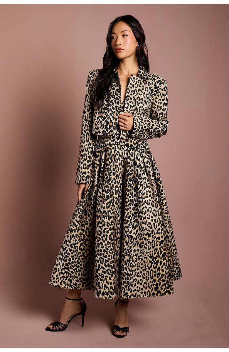 Coast Animal Jacquard Cropped Jacket, Alternate, color, Mink