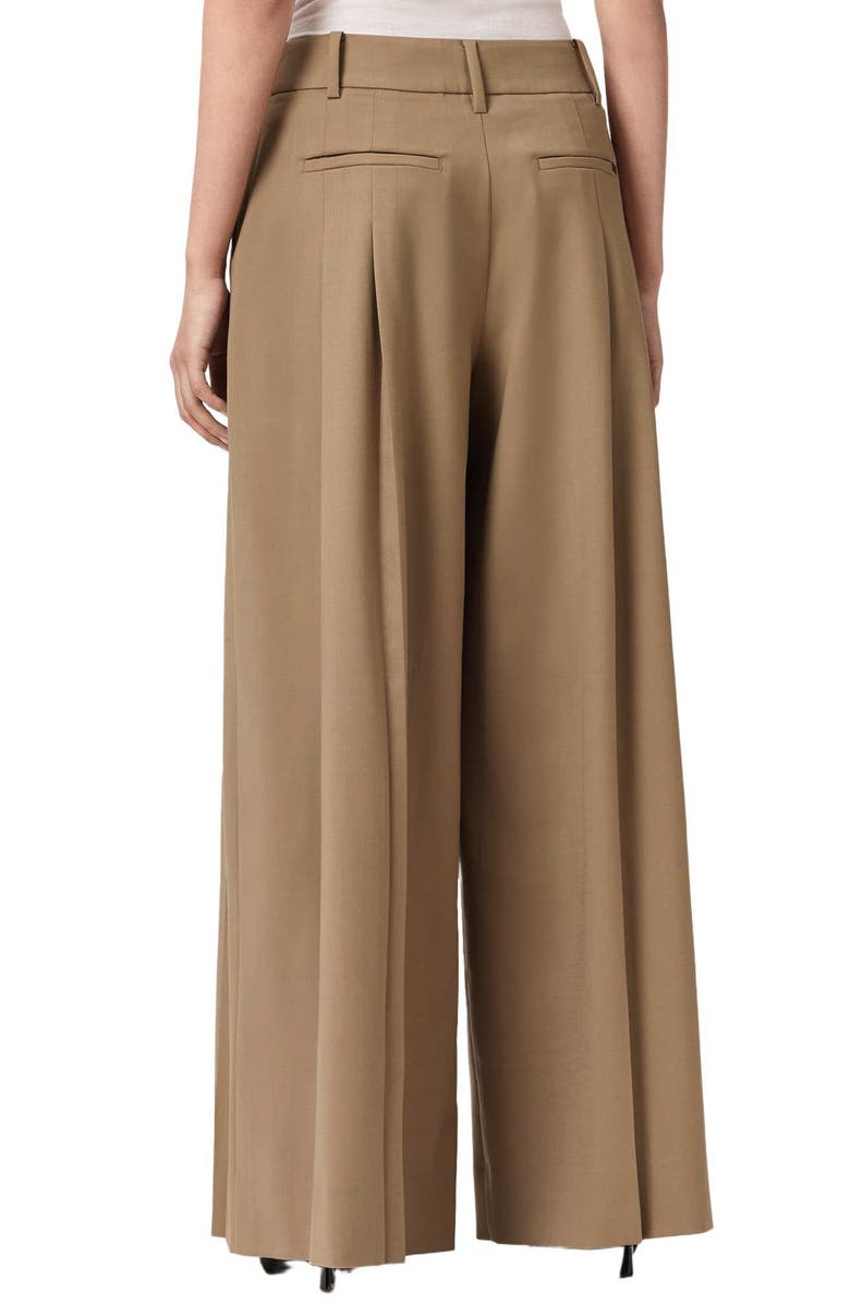 AllSaints Poppy Stretch Wool Blend Wide Leg Trousers, Alternate, color, Sand Brown