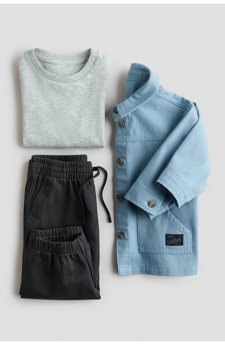 H&M 3-piece Cotton Set, Alternate, color, Light Blue/Dark Gray