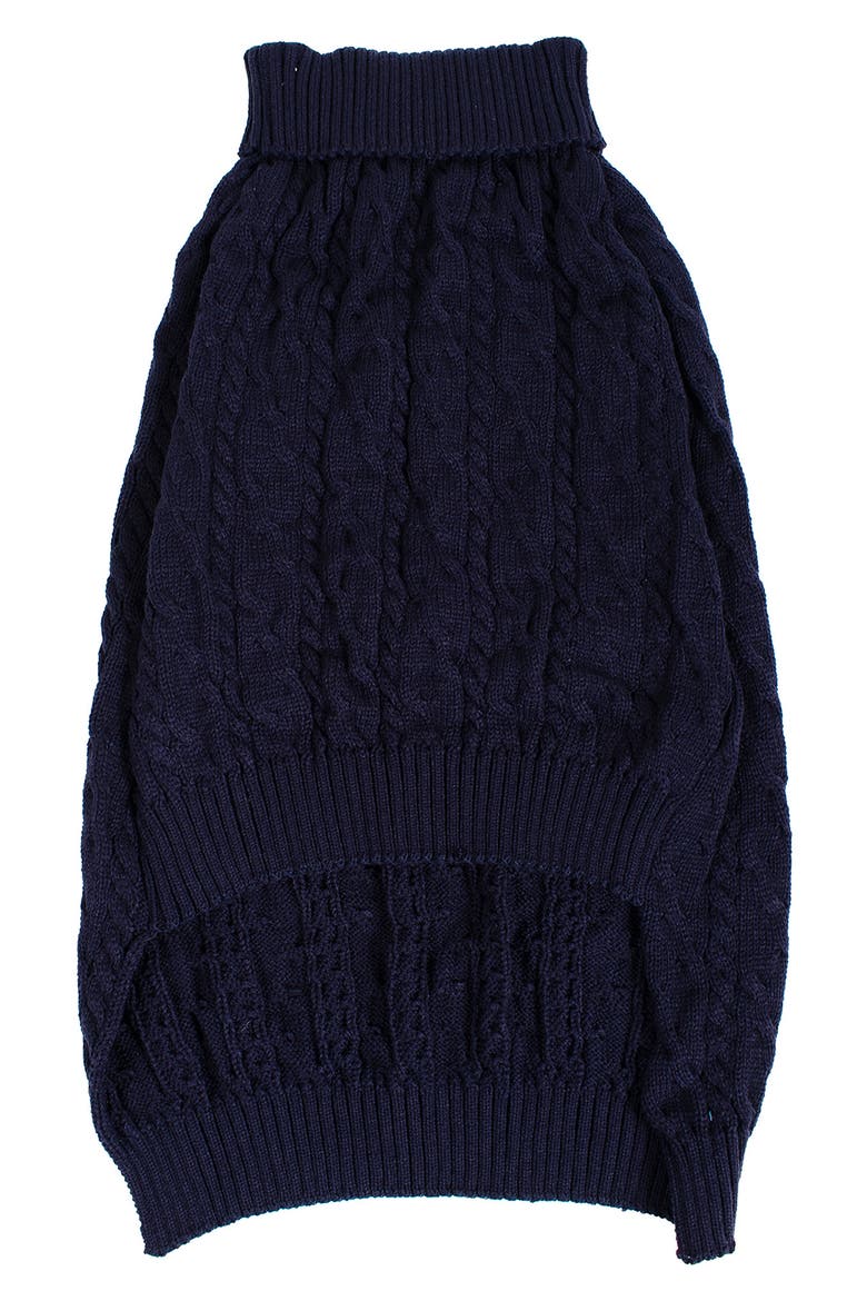 Cable Knit Dog Sweater, Alternate, color, NAVY