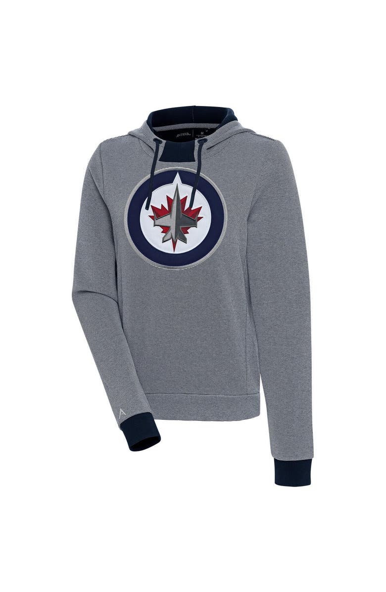 ANTIGUA Women's Antigua  Navy Winnipeg Jets Axe Bunker Tri-Blend Pullover Hoodie, Main, color, 