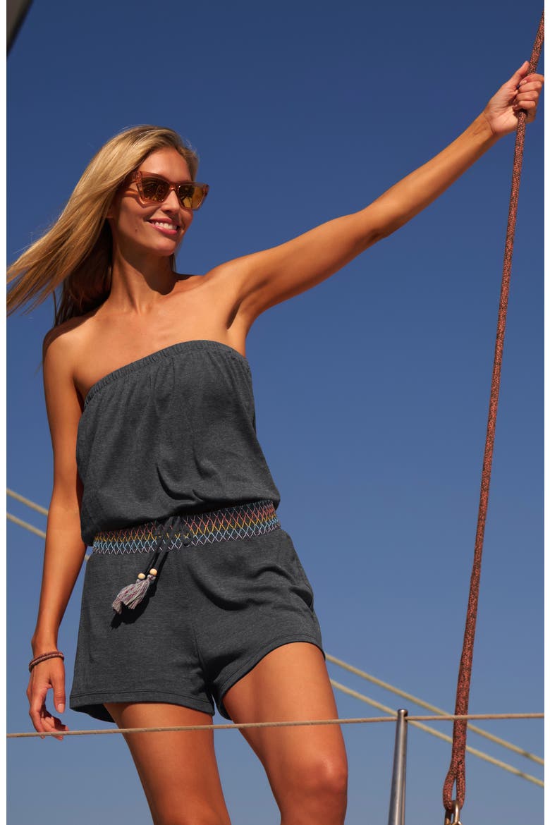 Sunset Cover-Up Romper, Alternate, color, CHARCOAL