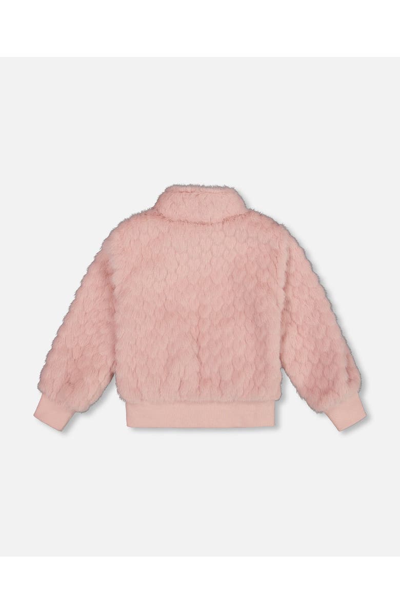 Deux par Deux Faux Fur Jacquard Jacket, Alternate, color, Dusty Pink