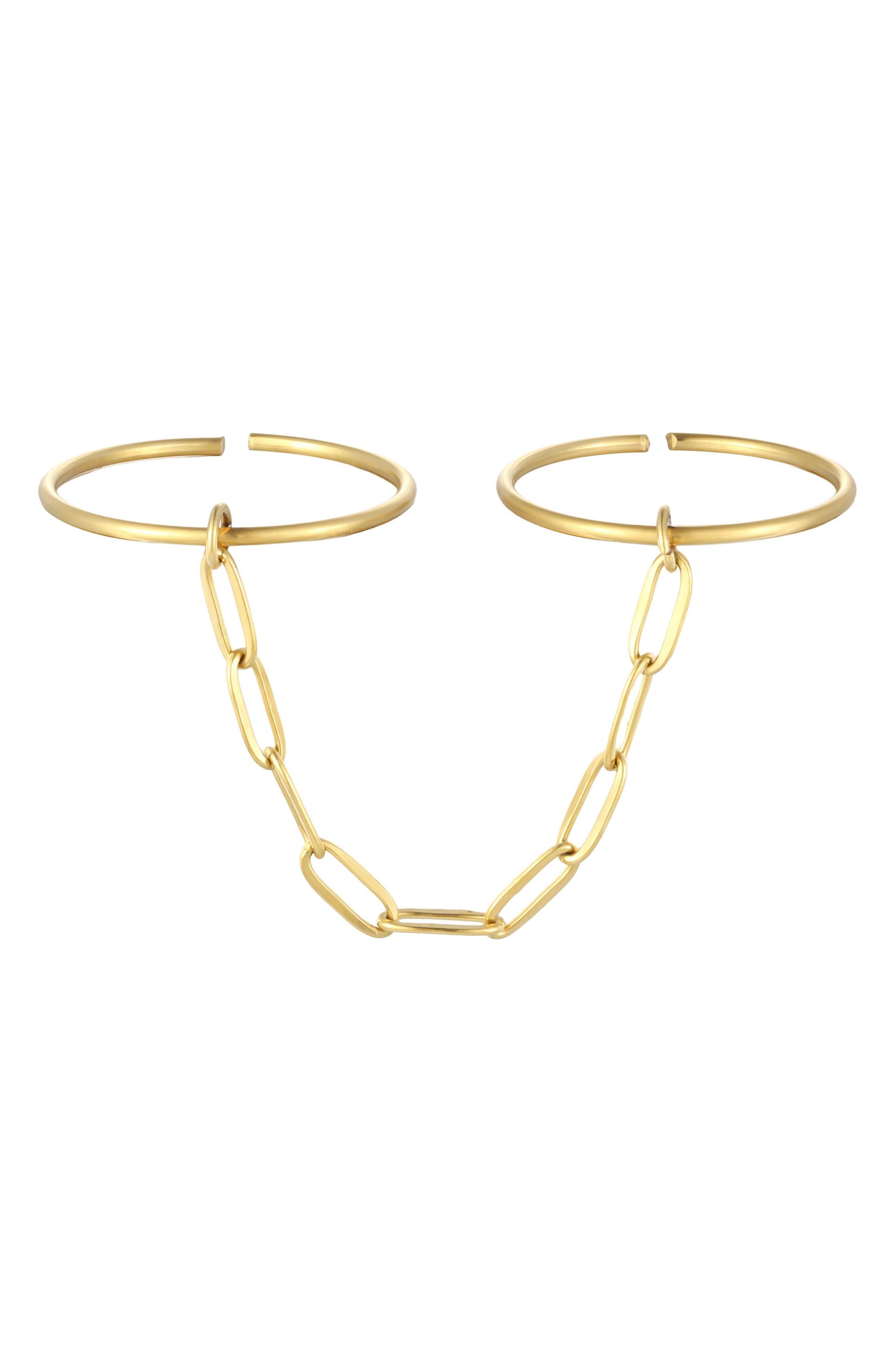 18k Gold Plated Chain Double Ring