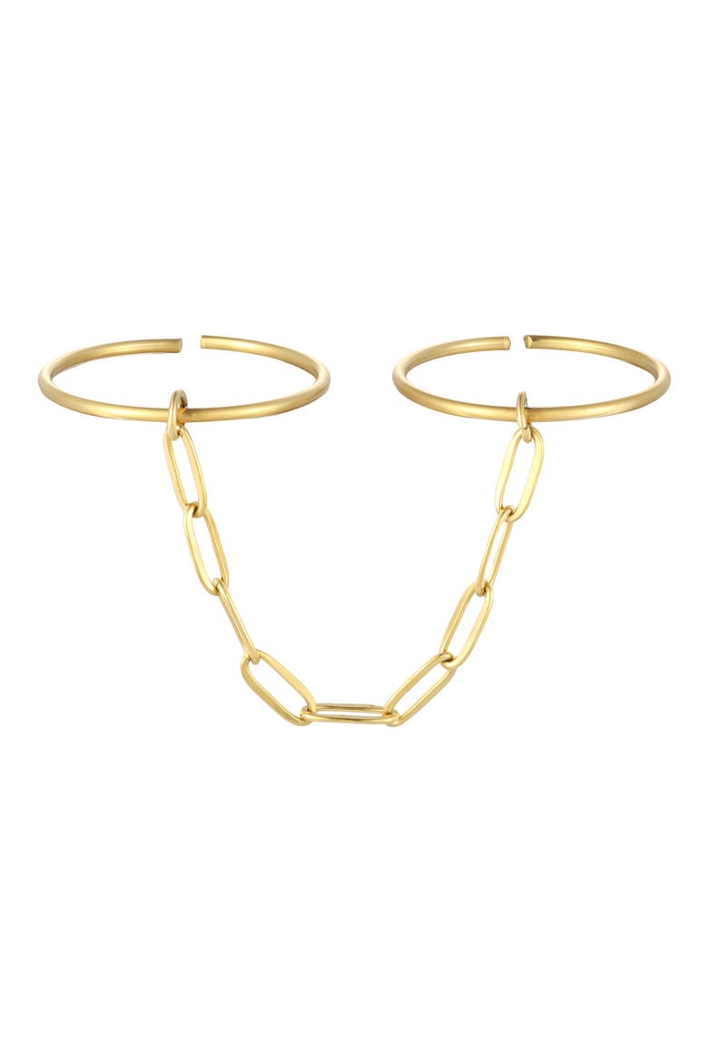 18k Gold Plated Chain Double Ring, Main, color, GOLD