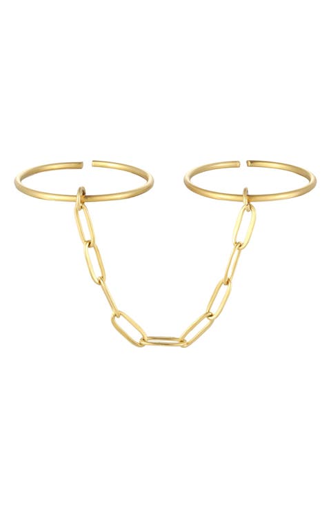 18k Gold Plated Chain Double Ring