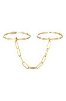 18k Gold Plated Chain Double Ring