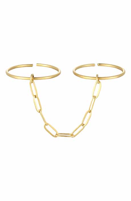 18k Gold Plated Chain Double Ring