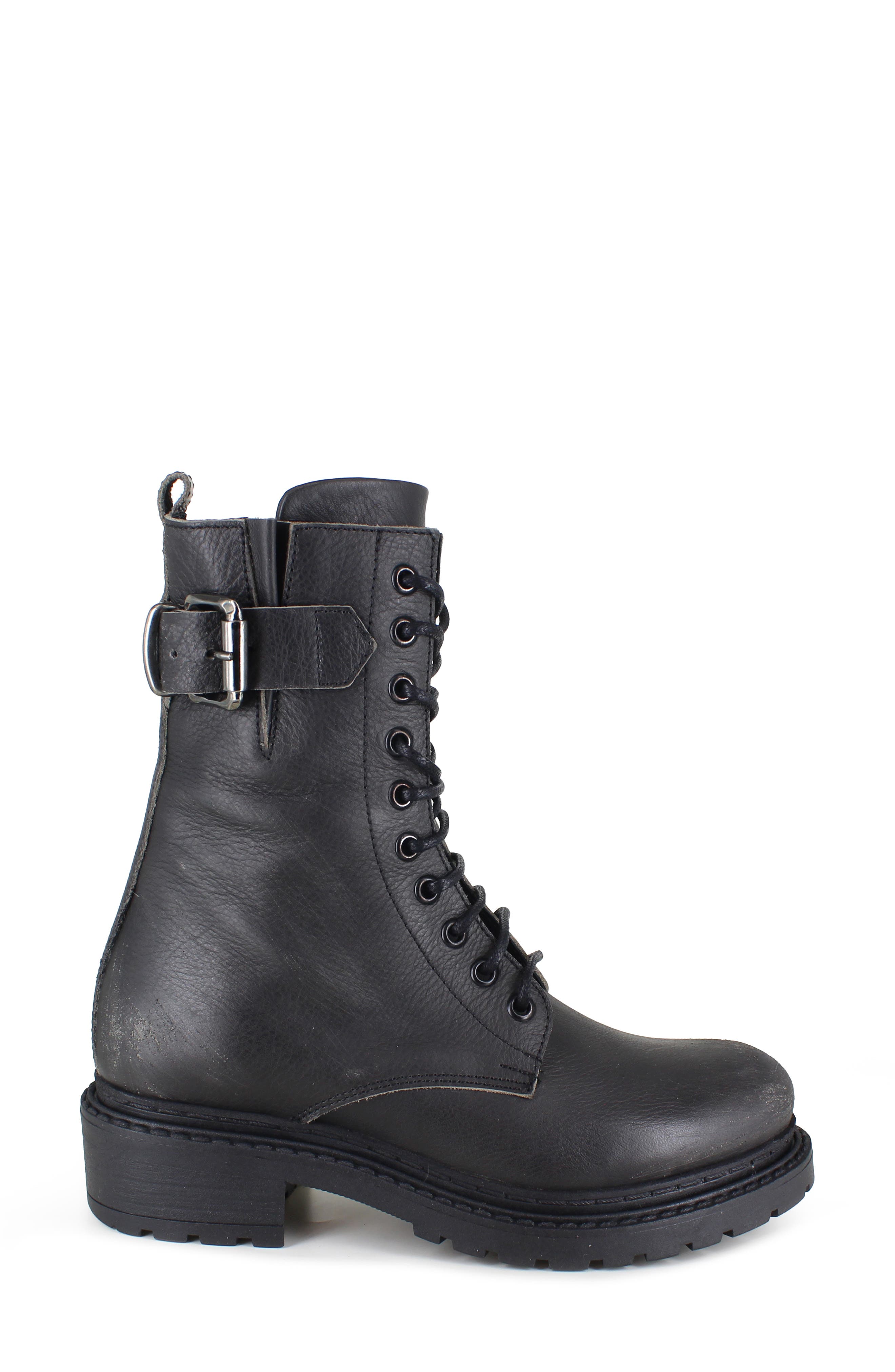 ZIGI Agatha Lace-Up Combat Boot, Alternate, color, Black Leather