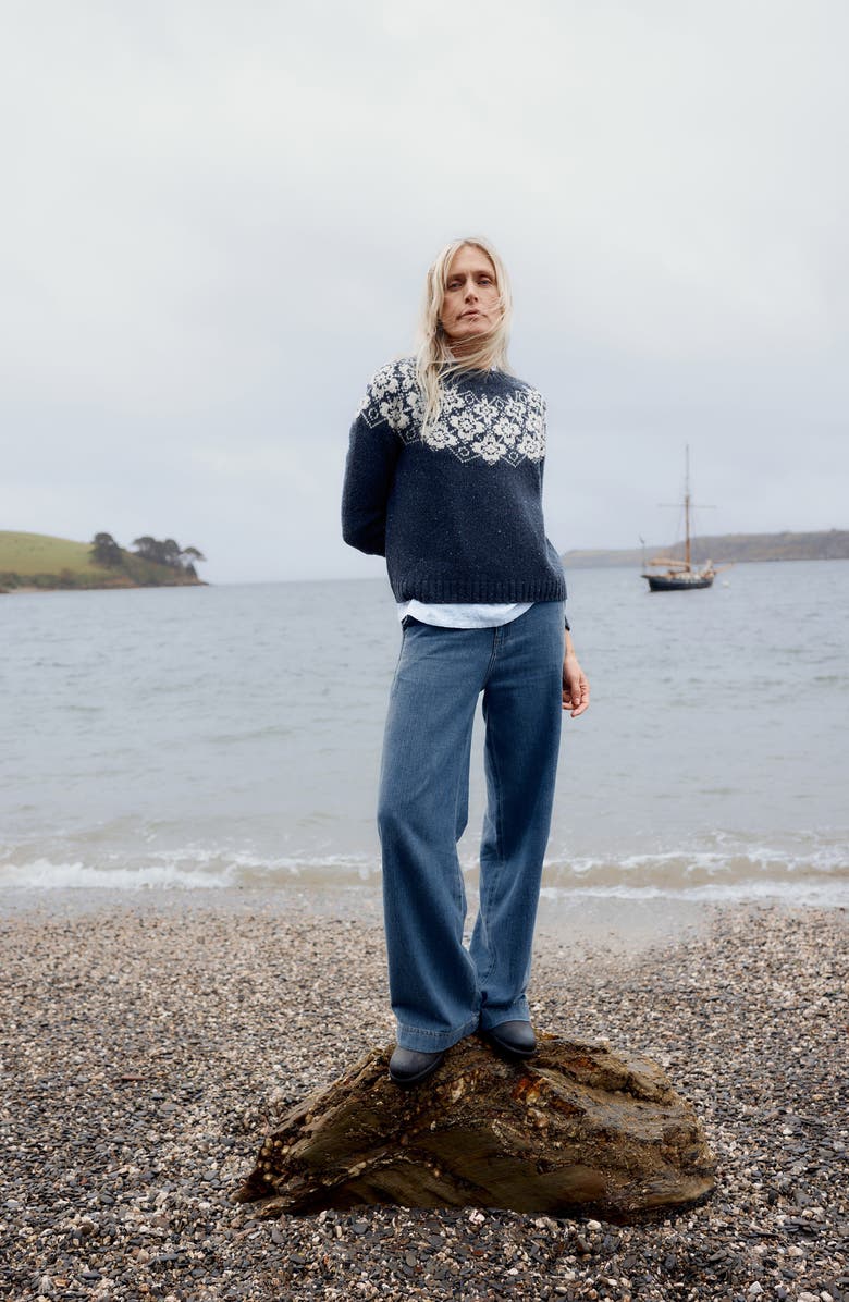 Seasalt Cornwall Johanna Fair Isle Merino Wool Blend Sweater, Alternate, color, Helianthus Maritime Limestone