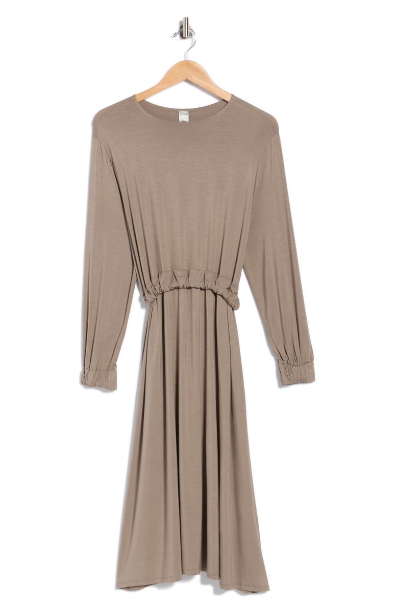 GO COUTURE Long Sleeve Blouson Dress, Main, color, Hazelnut
