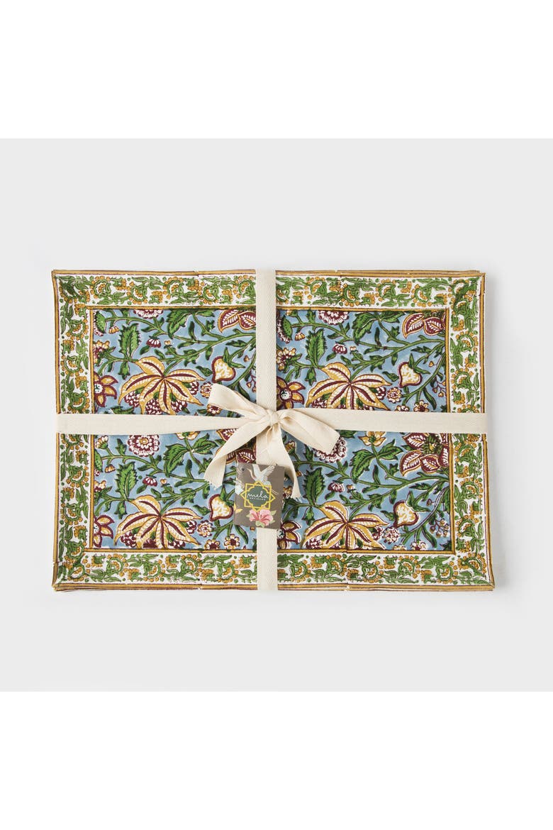 Florin Hand Block Printed Cotton Placemats - Set of 4, Alternate, color, Florin