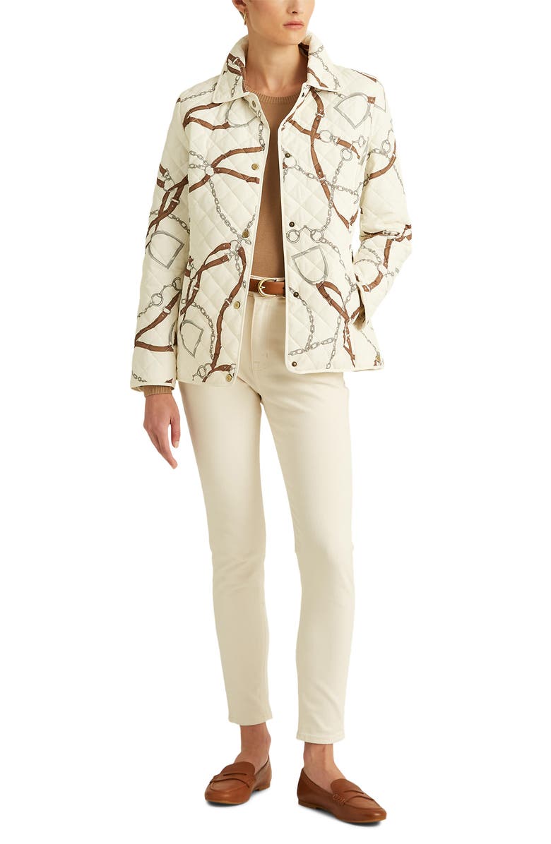 Lauren Ralph Lauren Equestrian Print Water Repellent Quilted Jacket, Alternate, color,