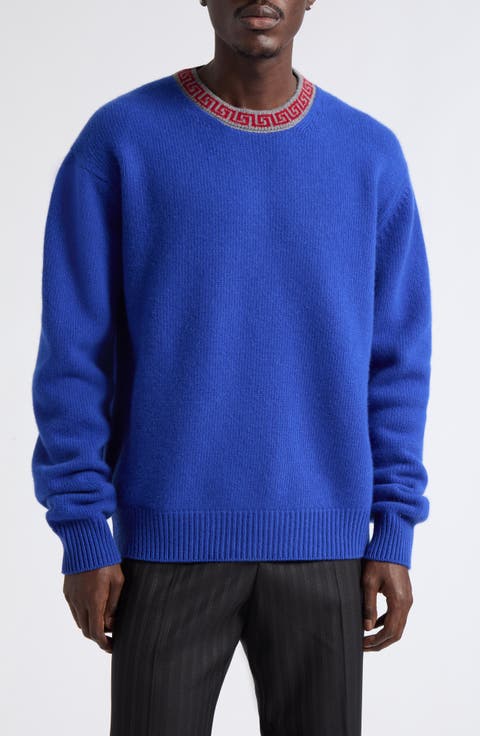 Greca Border Crewneck Wool & Cashmere Sweater