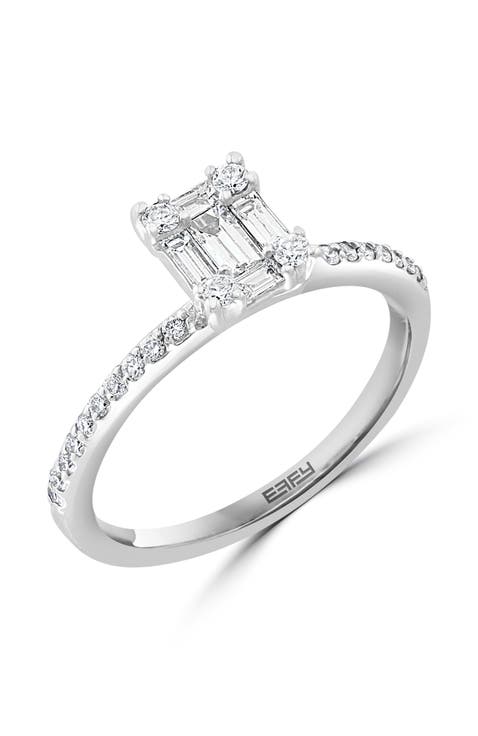 Emerald-Cut Diamond Engagement Ring in 14K White Gold