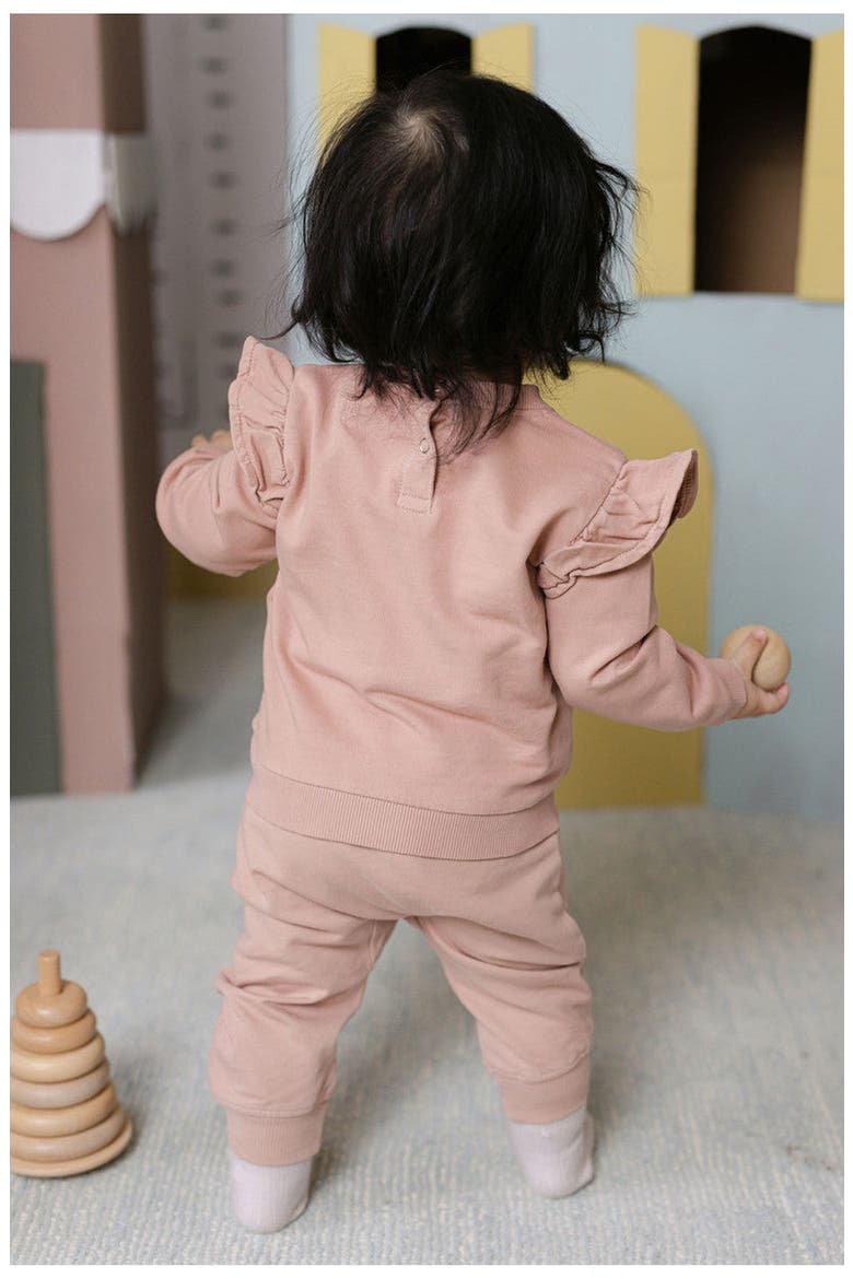 Organic Cotton French Terry Ruffle Sweatshirt, Alternate, color, SOFT PEONY